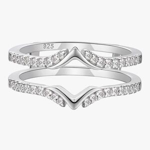 Sterling Silver and Cubic Zirconia Huggie Ring/Ring Enhancer